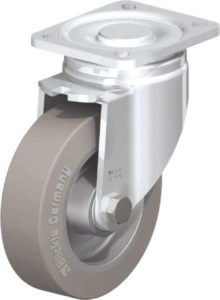 Blickle - 5" Diam x 1-9/16" Wide x 6-1/2" OAH Top Plate Mount Swivel Caster - Solid Rubber, 550 Lb Capacity, Ball Bearing, 3-15/16 x 3-3/8" Plate - Americas Industrial Supply