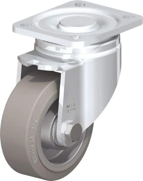Blickle - 4" Diam x 1-9/16" Wide x 5-33/64" OAH Top Plate Mount Swivel Caster - Solid Rubber, 440 Lb Capacity, Ball Bearing, 3-15/16 x 3-3/8" Plate - Americas Industrial Supply