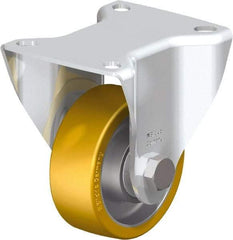 Blickle - 3" Diam x 1-3/16" Wide x 4-21/64" OAH Top Plate Mount Rigid Caster - Polyurethane-Elastomer Blickle Softhane, 396 Lb Capacity, Ball Bearing, 3-15/16 x 3-3/8" Plate - Americas Industrial Supply