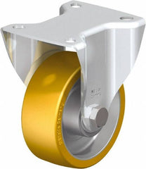 Blickle - 4" Diam x 1-9/16" Wide x 5-7/64" OAH Top Plate Mount Rigid Caster - Polyurethane-Elastomer Blickle Softhane, 550 Lb Capacity, Ball Bearing, 3-15/16 x 3-3/8" Plate - Americas Industrial Supply