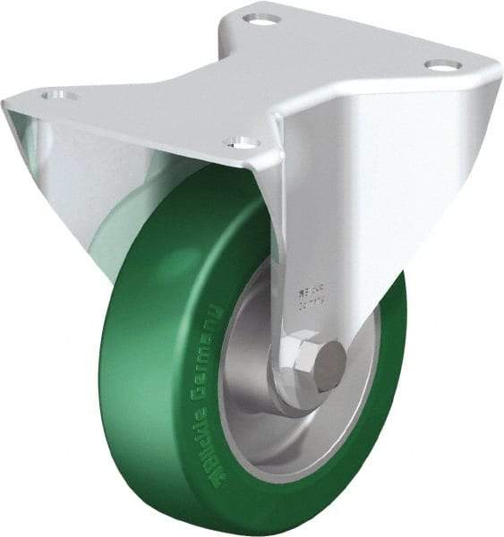 Blickle - 5" Diam x 1-9/16" Wide x 6-7/64" OAH Top Plate Mount Rigid Caster - Polyurethane-Elastomer Blickle Softhane, 770 Lb Capacity, Ball Bearing, 5-1/2 x 4-3/8" Plate - Americas Industrial Supply