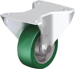 Blickle - 4" Diam x 1-9/16" Wide x 5-7/64" OAH Top Plate Mount Rigid Caster - Polyurethane-Elastomer Blickle Softhane, 660 Lb Capacity, Ball Bearing, 5-1/2 x 4-3/8" Plate - Americas Industrial Supply