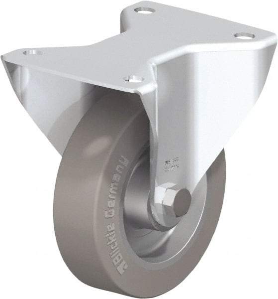 Blickle - 5" Diam x 1-9/16" Wide x 6-3/32" OAH Top Plate Mount Rigid Caster - Solid Rubber, 550 Lb Capacity, Ball Bearing, 5-1/2 x 4-3/8" Plate - Americas Industrial Supply