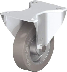 Blickle - 5" Diam x 1-9/16" Wide x 6-3/32" OAH Top Plate Mount Rigid Caster - Solid Rubber, 550 Lb Capacity, Ball Bearing, 5-1/2 x 4-3/8" Plate - Americas Industrial Supply