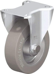 Blickle - 5" Diam x 1-9/16" Wide x 6-3/32" OAH Top Plate Mount Rigid Caster - Solid Rubber, 550 Lb Capacity, Ball Bearing, 3-15/16 x 3-3/8" Plate - Americas Industrial Supply