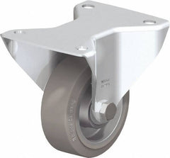 Blickle - 4" Diam x 1-9/16" Wide x 5-7/64" OAH Top Plate Mount Rigid Caster - Solid Rubber, 440 Lb Capacity, Ball Bearing, 5-1/2 x 4-3/8" Plate - Americas Industrial Supply