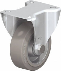 Blickle - 4" Diam x 1-9/16" Wide x 5-7/64" OAH Top Plate Mount Rigid Caster - Solid Rubber, 440 Lb Capacity, Ball Bearing, 3-15/16 x 3-3/8" Plate - Americas Industrial Supply