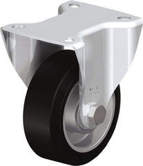 Blickle - 4" Diam x 1-9/16" Wide x 5-7/64" OAH Top Plate Mount Rigid Caster - Solid Rubber, 440 Lb Capacity, Ball Bearing, 3-15/16 x 3-3/8" Plate - Americas Industrial Supply