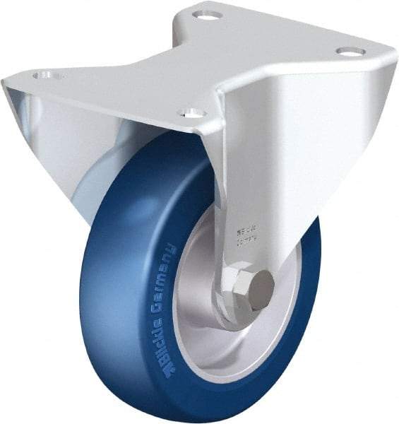 Blickle - 5" Diam x 1-9/16" Wide x 6-7/64" OAH Top Plate Mount Rigid Caster - Polyurethane-Elastomer Blickle Softhane, 770 Lb Capacity, Ball Bearing, 5-1/2 x 4-3/8" Plate - Americas Industrial Supply