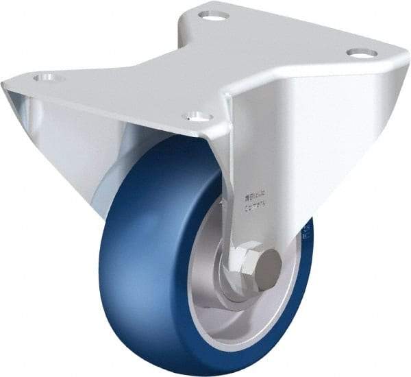 Blickle - 4" Diam x 1-9/16" Wide x 5-7/64" OAH Top Plate Mount Rigid Caster - Polyurethane-Elastomer Blickle Softhane, 660 Lb Capacity, Ball Bearing, 5-1/2 x 4-3/8" Plate - Americas Industrial Supply