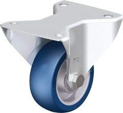 Blickle - 4" Diam x 1-9/16" Wide x 5-7/64" OAH Top Plate Mount Rigid Caster - Polyurethane-Elastomer Blickle Softhane, 660 Lb Capacity, Ball Bearing, 5-1/2 x 4-3/8" Plate - Americas Industrial Supply