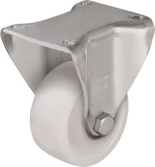 Blickle - 4" Diam x 1-29/64" Wide x 5-1/2" OAH Top Plate Mount Rigid Caster - Impact-Resistant Nylon, 1,100 Lb Capacity, Ball Bearing, 5-1/2 x 4-3/8" Plate - Americas Industrial Supply