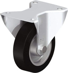 Blickle - 5" Diam x 1-9/16" Wide x 6-3/32" OAH Top Plate Mount Rigid Caster - Solid Rubber, 550 Lb Capacity, Ball Bearing, 5-1/2 x 4-3/8" Plate - Americas Industrial Supply