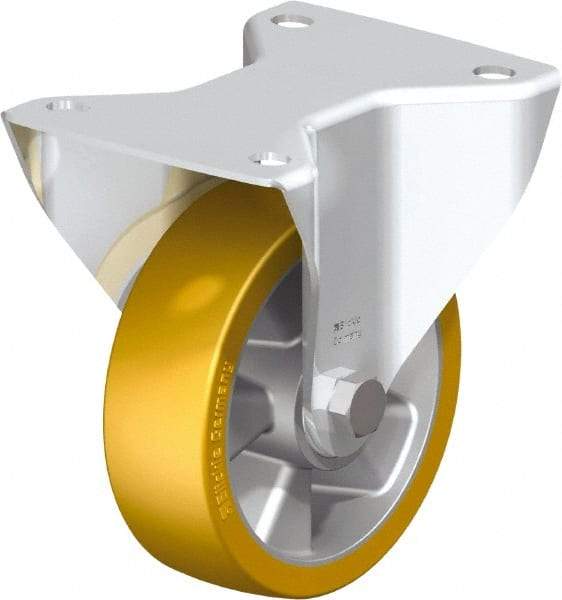 Blickle - 5" Diam x 1-9/16" Wide x 6-7/64" OAH Top Plate Mount Rigid Caster - Polyurethane-Elastomer Blickle Softhane, 770 Lb Capacity, Ball Bearing, 5-1/2 x 4-3/8" Plate - Americas Industrial Supply
