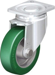 Blickle - 5" Diam x 1-9/16" Wide x 6-1/2" OAH Top Plate Mount Swivel Caster - Polyurethane-Elastomer Blickle Softhane, 770 Lb Capacity, Ball Bearing, 3-15/16 x 3-3/8" Plate - Americas Industrial Supply