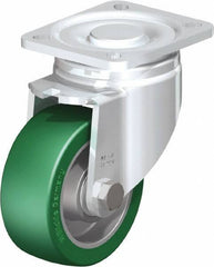 Blickle - 4" Diam x 1-9/16" Wide x 5-33/64" OAH Top Plate Mount Swivel Caster - Polyurethane-Elastomer Blickle Softhane, 660 Lb Capacity, Ball Bearing, 3-15/16 x 3-3/8" Plate - Americas Industrial Supply