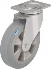 Blickle - 8" Diam x 2" Wide x 9-41/64" OAH Top Plate Mount Swivel Caster - Solid Rubber, 1,210 Lb Capacity, Ball Bearing, 5-1/2 x 4-3/8" Plate - Americas Industrial Supply