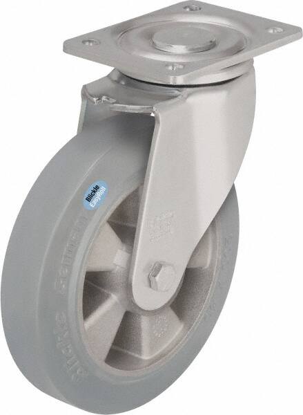Blickle - 6-1/2" Diam x 2" Wide x 7-61/64" OAH Top Plate Mount Swivel Caster - Solid Rubber, 880 Lb Capacity, Ball Bearing, 5-1/2 x 4-3/8" Plate - Americas Industrial Supply