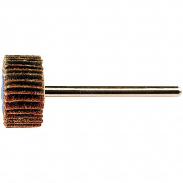 PFERD - 3/4" Diam x 3/8" Face Width, Aluminum Oxide Coated Mounted Flap Wheel - 1/8" Shank Mount, 60 Grit, 38,100 Max RPM - Americas Industrial Supply