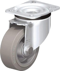 Blickle - 4" Diam x 1-37/64" Wide x 5-7/64" OAH Top Plate Mount Swivel Caster - Solid Rubber, 440 Lb Capacity, Ball Bearing, 3-15/16 x 3-3/8" Plate - Americas Industrial Supply