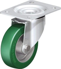 Blickle - 5" Diam x 1-37/64" Wide x 6-7/64" OAH Top Plate Mount Swivel Caster - Polyurethane-Elastomer Blickle Softhane, 770 Lb Capacity, Ball Bearing, 5-1/2 x 4-3/8" Plate - Americas Industrial Supply