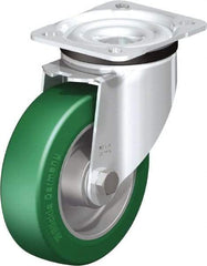 Blickle - 5" Diam x 1-37/64" Wide x 6-7/64" OAH Top Plate Mount Swivel Caster - Polyurethane-Elastomer Blickle Softhane, 770 Lb Capacity, Ball Bearing, 3-15/16 x 3-3/8" Plate - Americas Industrial Supply