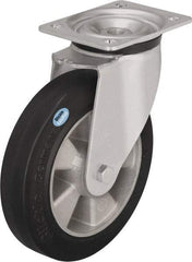 Blickle - 8" Diam x 1-31/32" Wide x 9-21/32" OAH Top Plate Mount Swivel Caster - Solid Rubber, 1,100 Lb Capacity, Ball Bearing, 5-1/2 x 4-3/8" Plate - Americas Industrial Supply