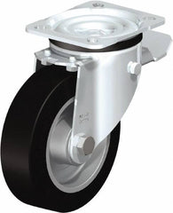 Blickle - 5" Diam x 1-37/64" Wide x 6-7/64" OAH Top Plate Mount Swivel Caster with Brake - Solid Rubber, 550 Lb Capacity, Ball Bearing, 3-15/16 x 3-3/8" Plate - Americas Industrial Supply