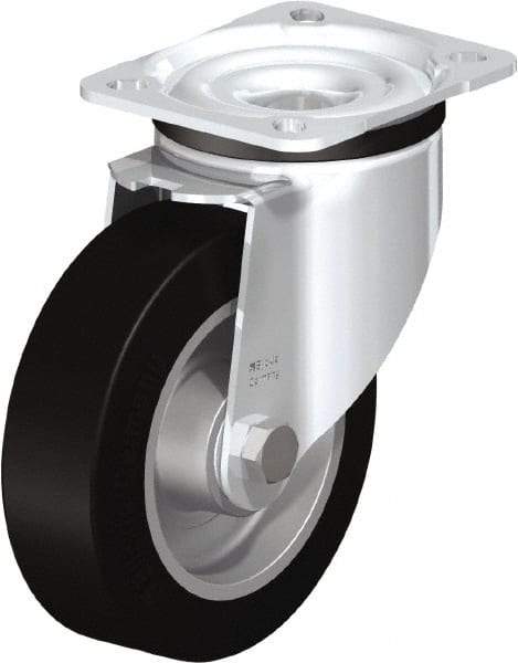 Blickle - 5" Diam x 1-37/64" Wide x 6-7/64" OAH Top Plate Mount Swivel Caster - Solid Rubber, 550 Lb Capacity, Ball Bearing, 3-15/16 x 3-3/8" Plate - Americas Industrial Supply