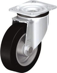 Blickle - 5" Diam x 1-37/64" Wide x 6-7/64" OAH Top Plate Mount Swivel Caster - Solid Rubber, 550 Lb Capacity, Ball Bearing, 3-15/16 x 3-3/8" Plate - Americas Industrial Supply
