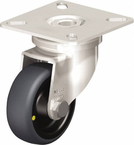 Blickle - 2" Diam x 3/4" Wide x 2-51/64" OAH Top Plate Mount Swivel Caster - Thermoplastic Rubber Elastomer (TPE), 66 Lb Capacity, Plain Bore Bearing, 2-3/8 x 2-3/8" Plate - Americas Industrial Supply