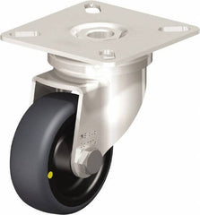 Blickle - 2" Diam x 3/4" Wide x 2-51/64" OAH Top Plate Mount Swivel Caster - Thermoplastic Rubber Elastomer (TPE), 66 Lb Capacity, Plain Bore Bearing, 2-3/8 x 2-3/8" Plate - Americas Industrial Supply