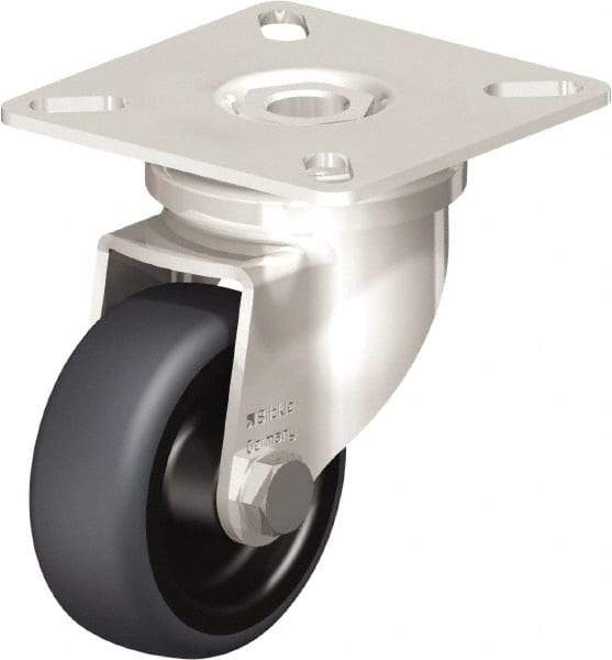 Blickle - 2" Diam x 3/4" Wide x 2-51/64" OAH Top Plate Mount Swivel Caster - Thermoplastic Rubber Elastomer (TPE), 110 Lb Capacity, Plain Bore Bearing, 2-3/8 x 2-3/8" Plate - Americas Industrial Supply