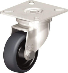 Blickle - 2" Diam x 3/4" Wide x 2-51/64" OAH Top Plate Mount Swivel Caster - Thermoplastic Rubber Elastomer (TPE), 110 Lb Capacity, Plain Bore Bearing, 2-3/8 x 2-3/8" Plate - Americas Industrial Supply