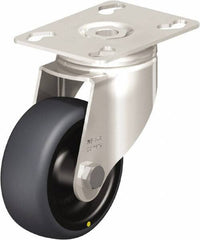 Blickle - 3" Diam x 1-1/4" Wide x 4-3/8" OAH Top Plate Mount Swivel Caster - Thermoplastic Rubber Elastomer (TPE), 143 Lb Capacity, Plain Bore Bearing, 3-9/16 x 2-5/8" Plate - Americas Industrial Supply