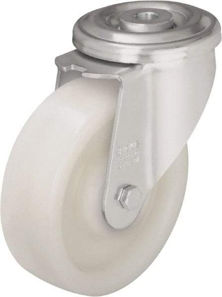 Blickle - 4" Diam x 1-29/64" Wide x 5-7/64" OAH Hollow Kingpin Mount Swivel Caster - Impact-Resistant Nylon, 770 Lb Capacity, Plain Bore Bearing, Hollow Kingpin Stem - Americas Industrial Supply
