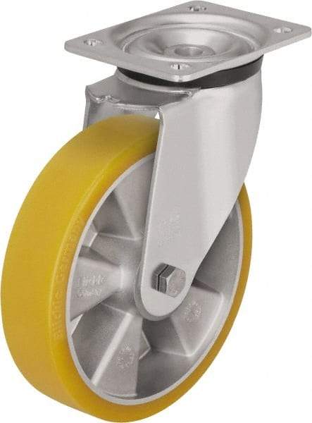 Blickle - 5" Diam x 1-9/16" Wide x 6-7/64" OAH Top Plate Mount Swivel Caster - Polyurethane-Elastomer Blickle Extrathane, 770 Lb Capacity, Ball Bearing, 5-1/2 x 4-3/8" Plate - Americas Industrial Supply