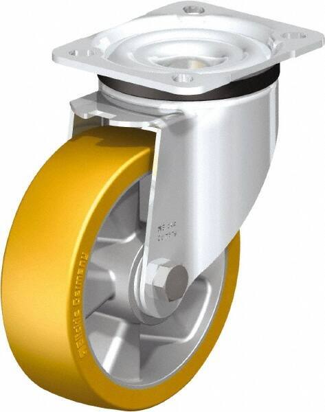 Blickle - 5" Diam x 1-9/16" Wide x 6-7/64" OAH Top Plate Mount Swivel Caster - Polyurethane-Elastomer Blickle Extrathane, 770 Lb Capacity, Ball Bearing, 3-15/16 x 3-3/8" Plate - Americas Industrial Supply