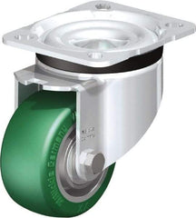 Blickle - 3" Diam x 1-9/16" Wide x 4-21/64" OAH Top Plate Mount Swivel Caster - Polyurethane-Elastomer Blickle Softhane, 506 Lb Capacity, Ball Bearing, 3-15/16 x 3-3/8" Plate - Americas Industrial Supply