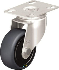 Blickle - 3" Diam x 1-1/4" Wide x 4-3/8" OAH Top Plate Mount Swivel Caster - Thermoplastic Rubber Elastomer (TPE), 143 Lb Capacity, Ball Bearing, 3-9/16 x 2-5/8" Plate - Americas Industrial Supply