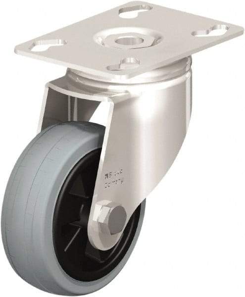 Blickle - 3" Diam x 63/64" Wide x 4-3/8" OAH Top Plate Mount Swivel Caster - Solid Rubber, 176 Lb Capacity, Plain Bore Bearing, 3-9/16 x 2-5/8" Plate - Americas Industrial Supply
