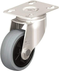 Blickle - 3" Diam x 63/64" Wide x 4-3/8" OAH Top Plate Mount Swivel Caster - Solid Rubber, 176 Lb Capacity, Plain Bore Bearing, 3-9/16 x 2-5/8" Plate - Americas Industrial Supply