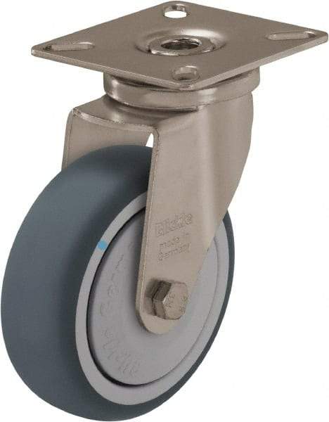 Blickle - 3" Diam x 63/64" Wide x 3-15/16" OAH Top Plate Mount Swivel Caster - Thermoplastic Rubber Elastomer (TPE), 165 Lb Capacity, Ball Bearing, 2-3/8 x 2-3/8" Plate - Americas Industrial Supply