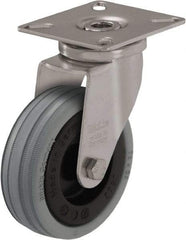 Blickle - 2" Diam x 45/64" Wide x 2-51/64" OAH Top Plate Mount Swivel Caster - Solid Rubber, 88 Lb Capacity, Plain Bore Bearing, 2-3/8 x 2-3/8" Plate - Americas Industrial Supply