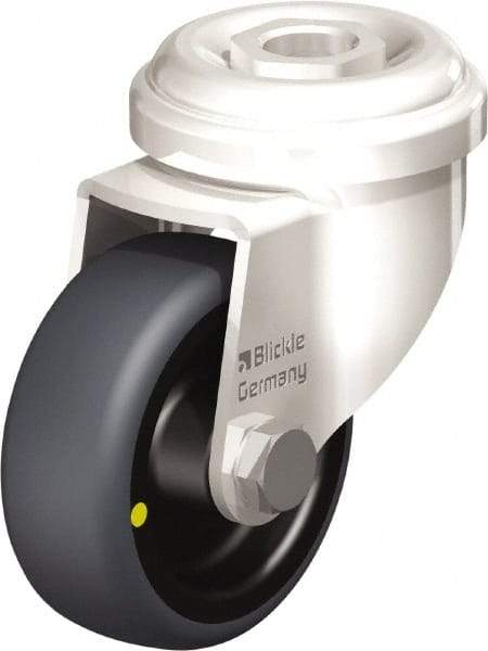 Blickle - 2" Diam x 3/4" Wide x 2-23/32" OAH Hollow Kingpin Mount Swivel Caster - Thermoplastic Rubber Elastomer (TPE), 66 Lb Capacity, Plain Bore Bearing, Hollow Kingpin Stem - Americas Industrial Supply