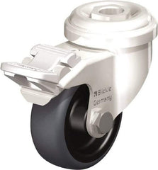 Blickle - 2" Diam x 3/4" Wide x 2-23/32" OAH Hollow Kingpin Mount Swivel Caster with Brake - Thermoplastic Rubber Elastomer (TPE), 110 Lb Capacity, Plain Bore Bearing, Hollow Kingpin Stem - Americas Industrial Supply
