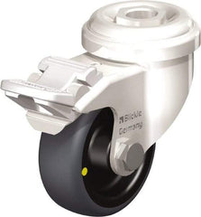Blickle - 2" Diam x 3/4" Wide x 2-23/32" OAH Hollow Kingpin Mount Swivel Caster with Brake - Thermoplastic Rubber Elastomer (TPE), 66 Lb Capacity, Plain Bore Bearing, Hollow Kingpin Stem - Americas Industrial Supply