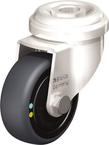 Blickle - 2" Diam x 3/4" Wide x 2-23/32" OAH Hollow Kingpin Mount Swivel Caster - Thermoplastic Rubber Elastomer (TPE), 66 Lb Capacity, Ball Bearing, Hollow Kingpin Stem - Americas Industrial Supply