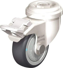 Blickle - 2" Diam x 3/4" Wide x 2-23/32" OAH Hollow Kingpin Mount Swivel Caster with Brake - Thermoplastic Rubber Elastomer (TPE), 110 Lb Capacity, Ball Bearing, Hollow Kingpin Stem - Americas Industrial Supply