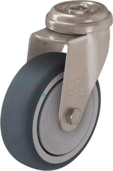 Blickle - 3" Diam x 63/64" Wide x 3-27/32" OAH Hollow Kingpin Mount Swivel Caster - Thermoplastic Rubber Elastomer (TPE), 165 Lb Capacity, Ball Bearing, Hollow Kingpin Stem - Americas Industrial Supply